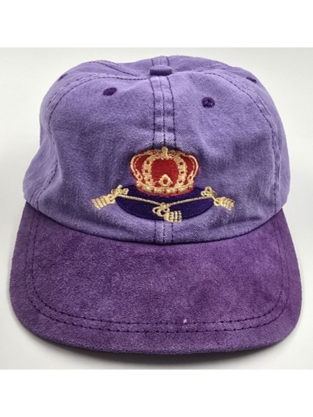 Crown Royal Vintage Purple Royal Crest Distressed Strapback USA Made Hat Cap